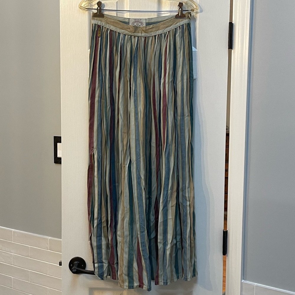 Vintage 80s Armani Jeans Striped Maxi Skirt | Made in Italy | High Waist Size 10